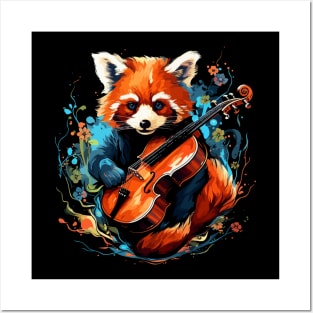 Red Panda Playing Violin Posters and Art